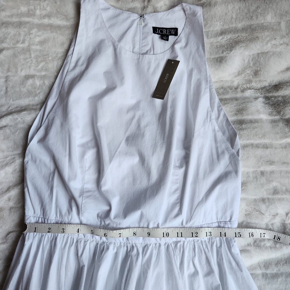 JCrew High Neck Cotton Poplin Sleeveless Midi Dress White Size 4, 6, 8, 10 NWT - Picture 9 of 16